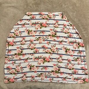 Milk Snob Floral Stripe Multi-Use Nursing Car Seat Cover Pink Navy White